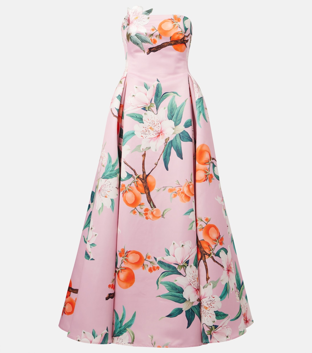 Robe de cocktail Nora en satin à fleurs | Leo Lin