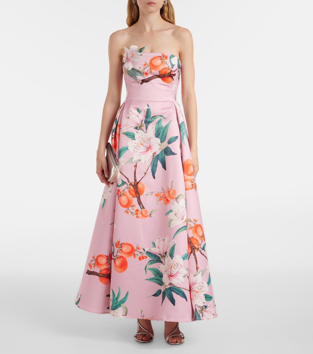 Robe de cocktail Nora en satin à fleurs | Leo Lin