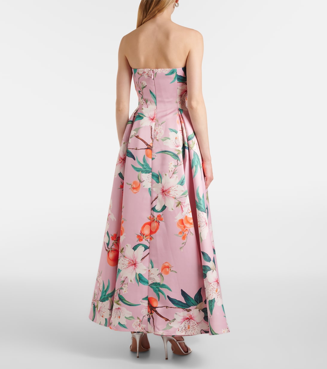 Robe de cocktail Nora en satin à fleurs | Leo Lin