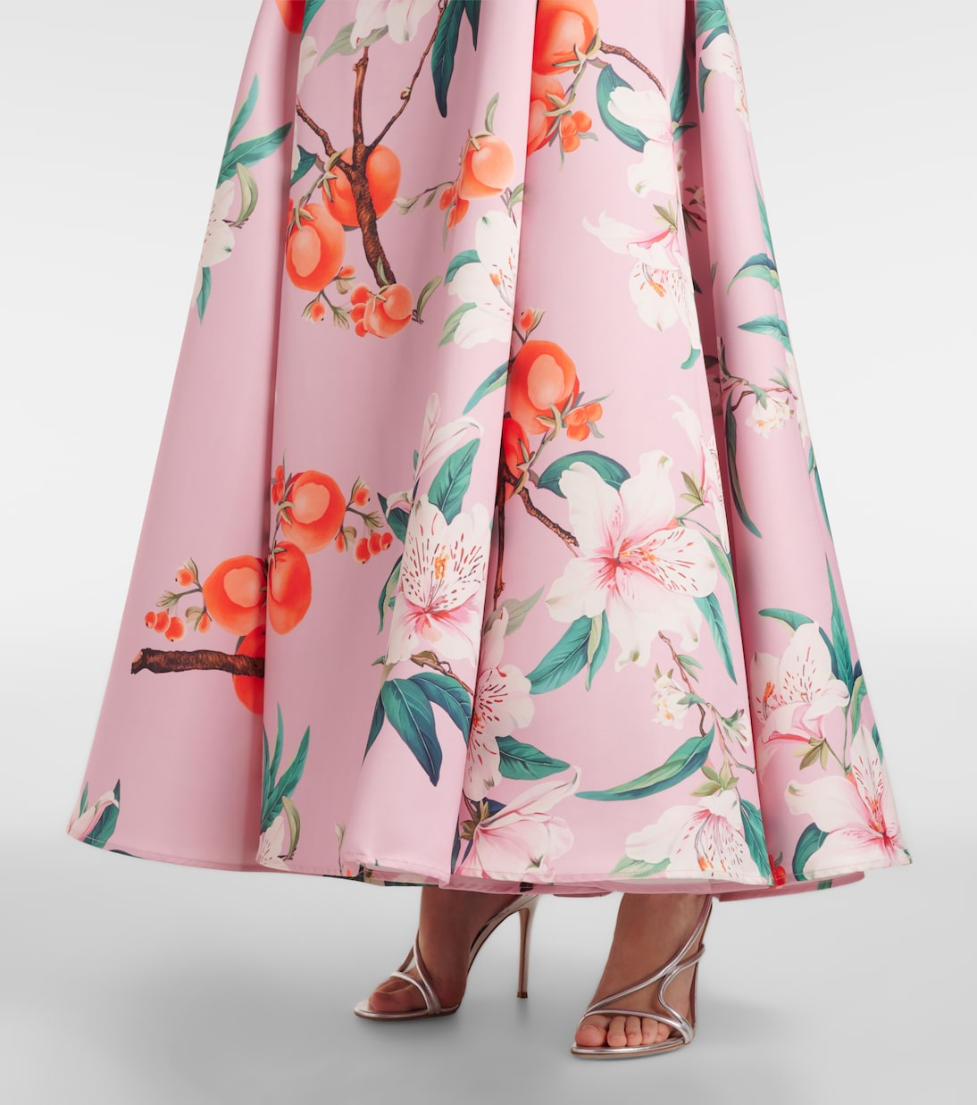 Robe de cocktail Nora en satin à fleurs | Leo Lin