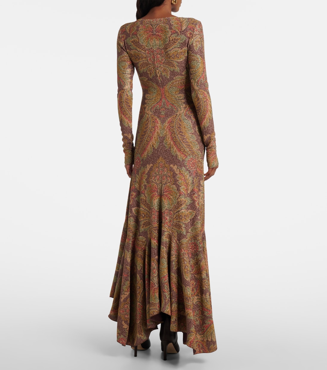 不对称花卉毛巾布针织长礼服 | Etro