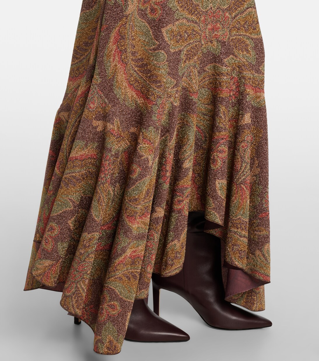 不对称花卉毛巾布针织长礼服 | Etro