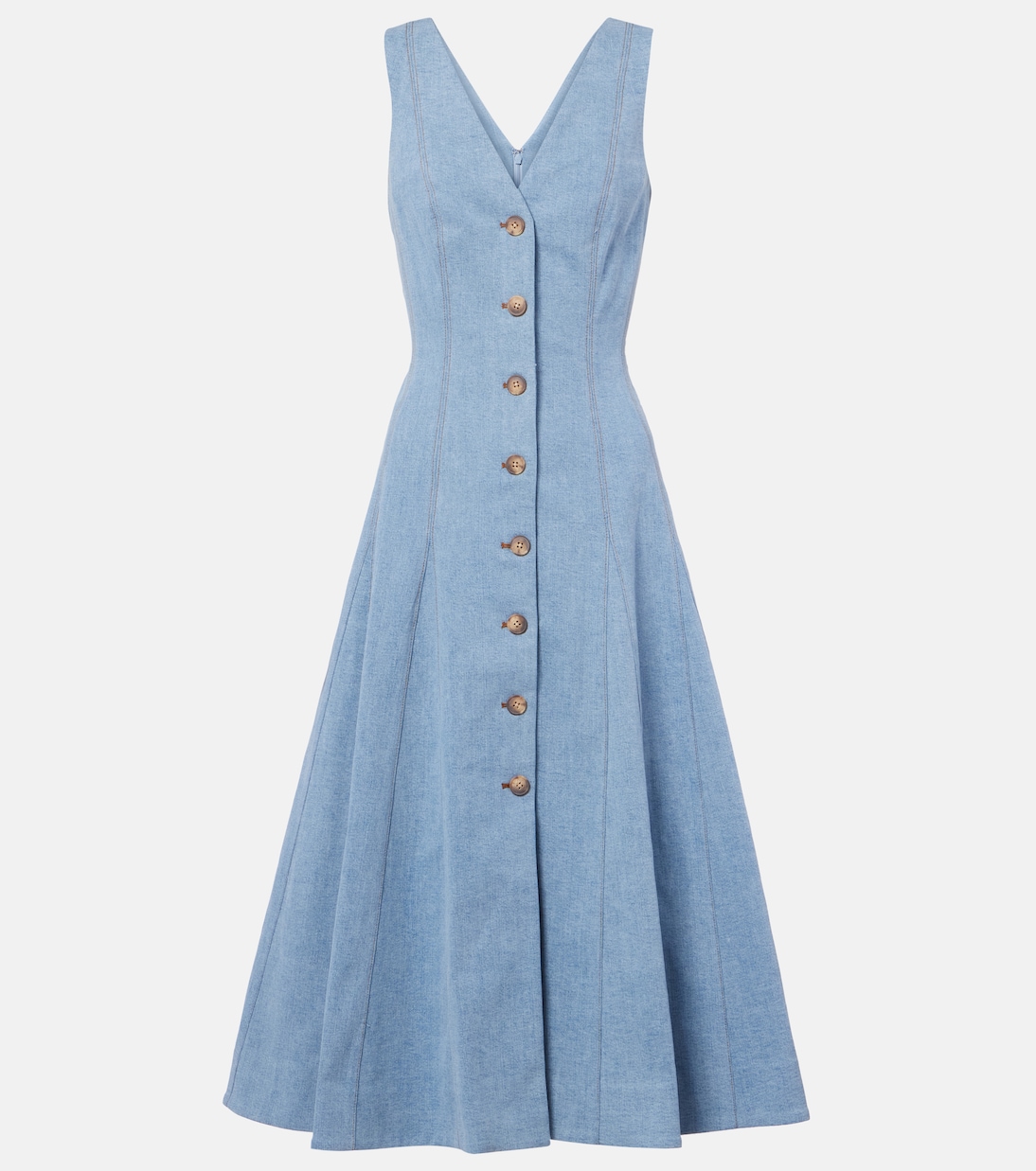 Lou pleated denim midi dress | Veronica Beard