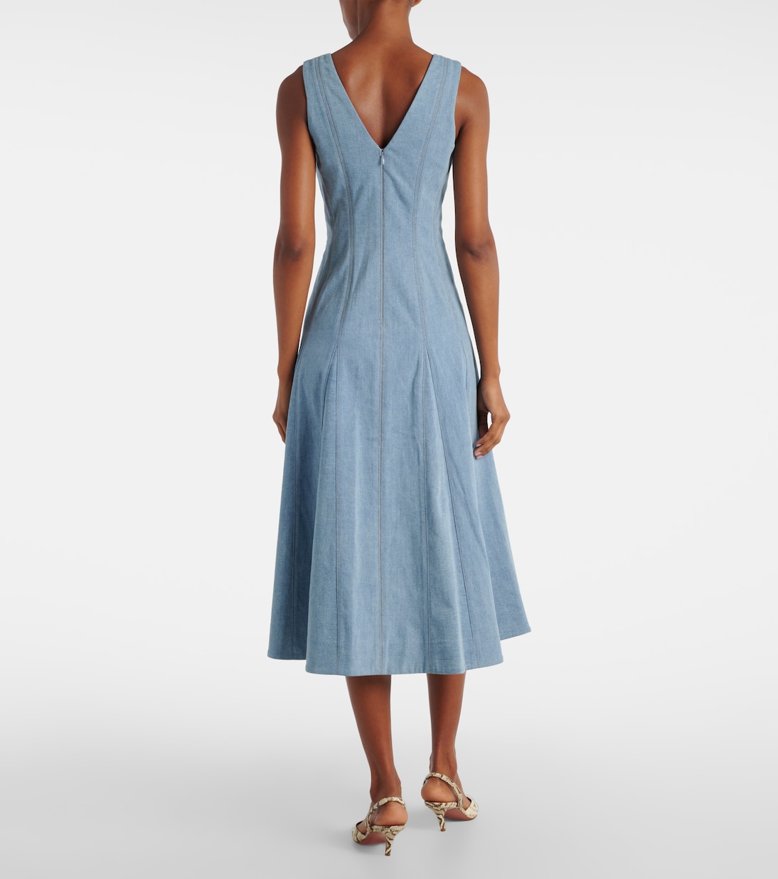 Lou pleated denim midi dress | Veronica Beard