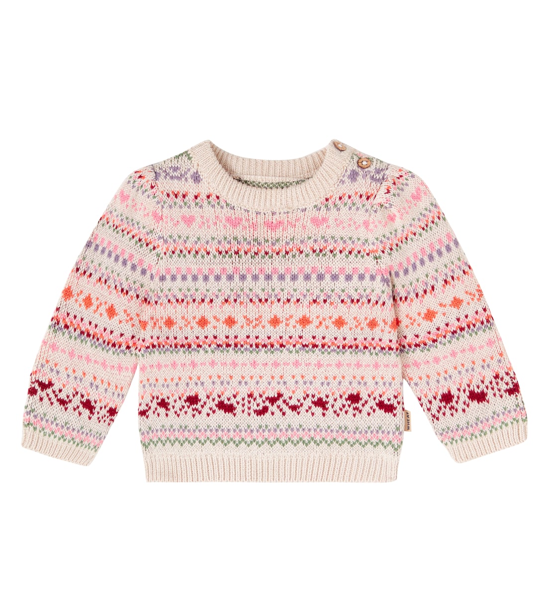 Baby Olga jacquard cotton sweater | Wheat