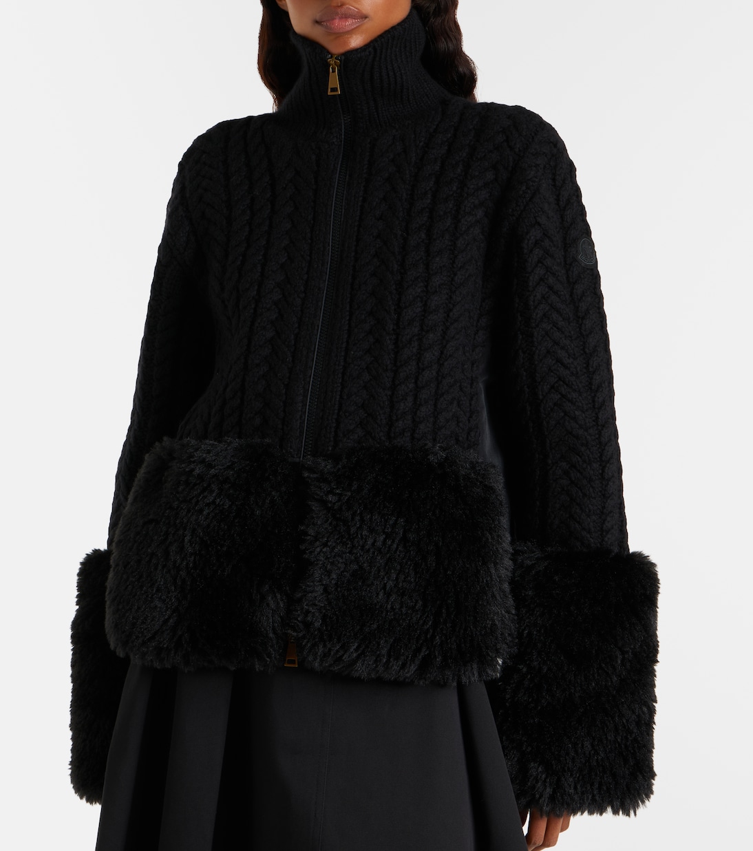 Cárdigan trenzado en mezcla de lana  | Moncler