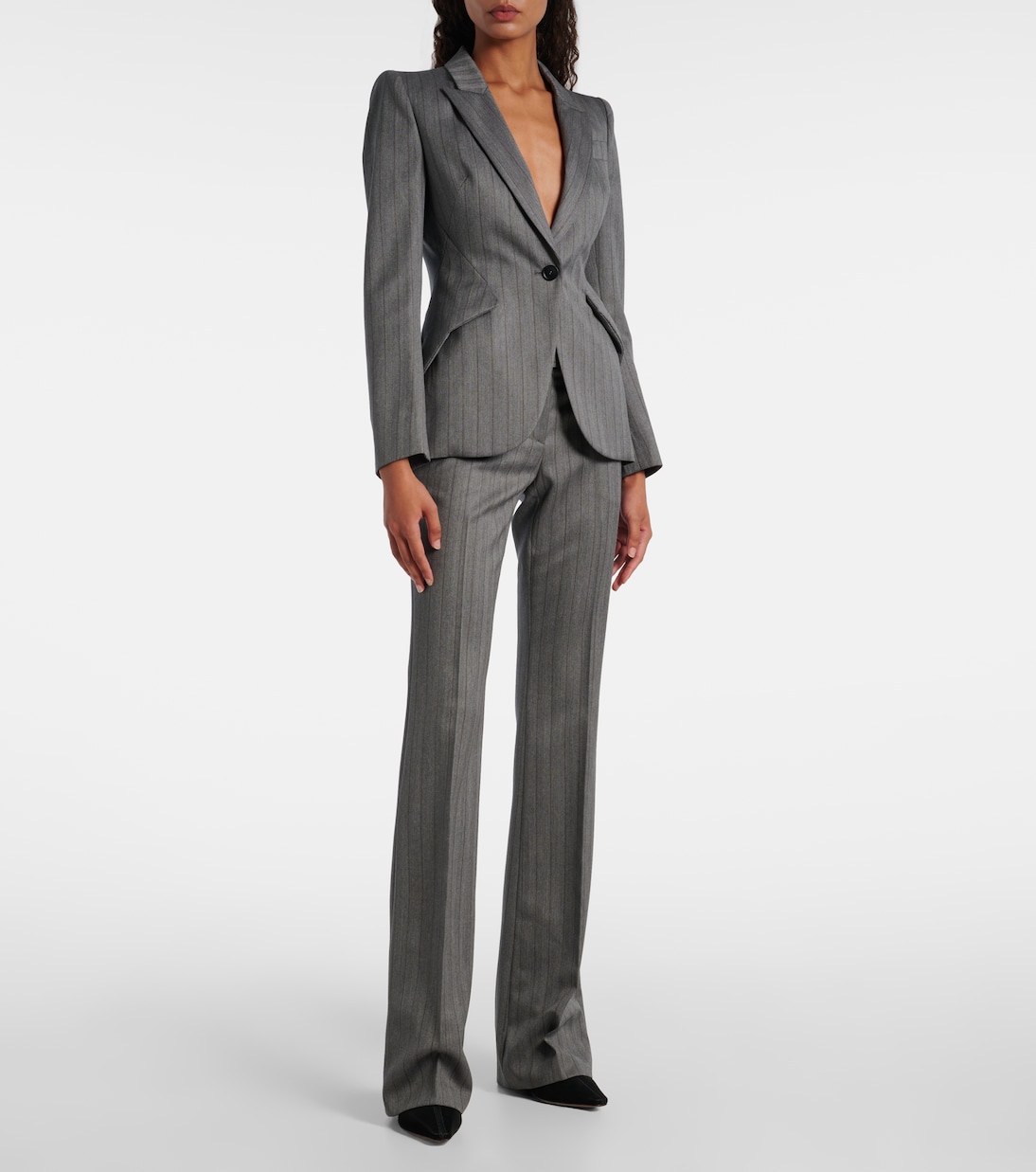 Herringbone pinstripe wool blazer | McQueen