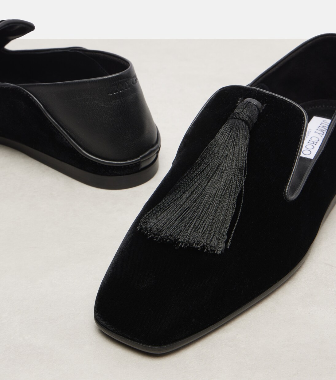 Eliot Slipper leather-trimmed velvet slip-on shoes | Jimmy Choo