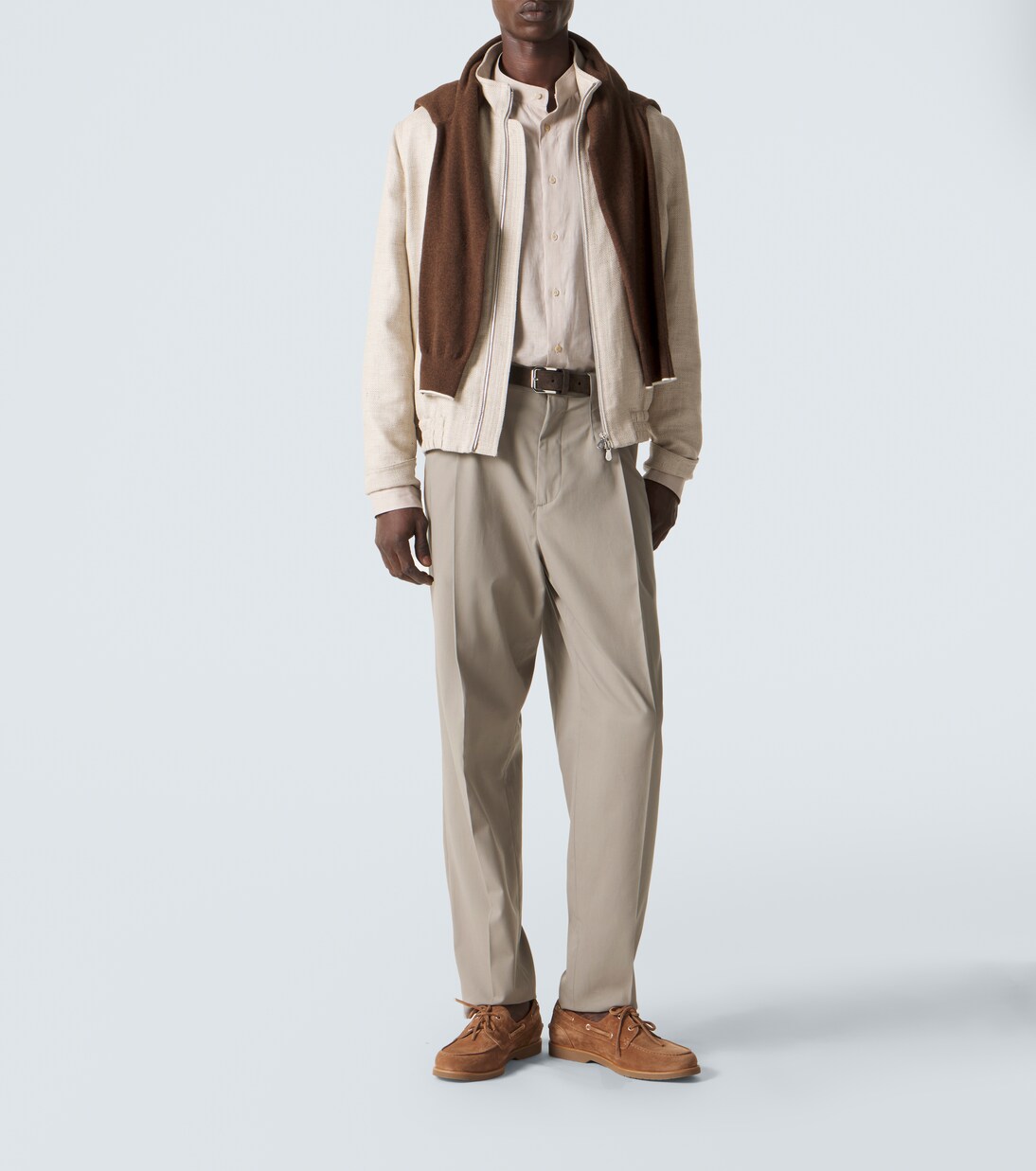 Pleated cotton tapered pants | Brunello Cucinelli