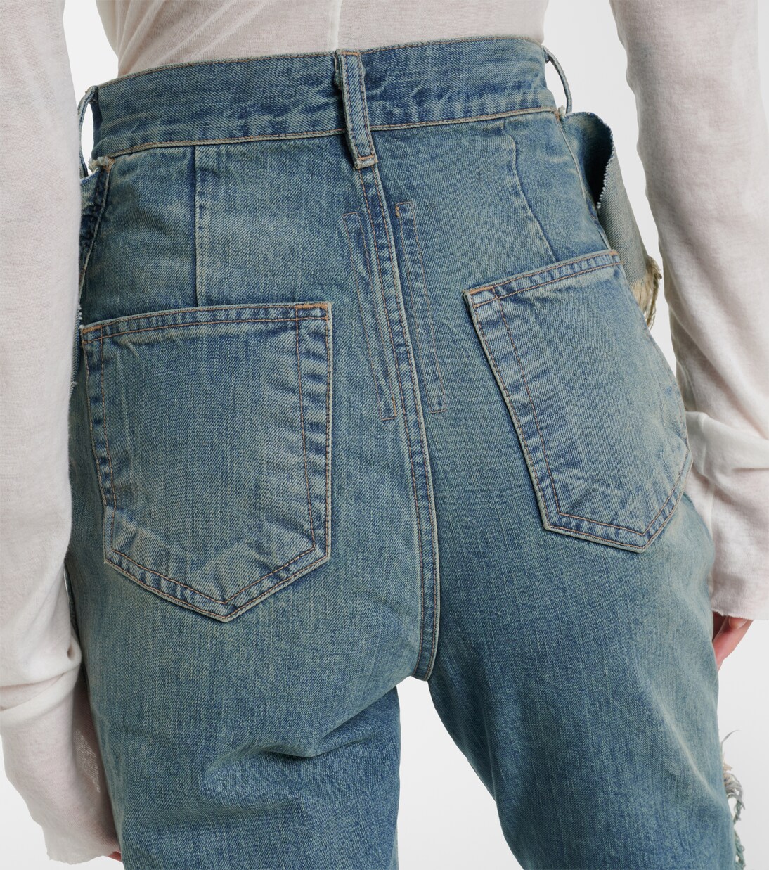 Silvered distressed bootcut jeans | Rick Owens