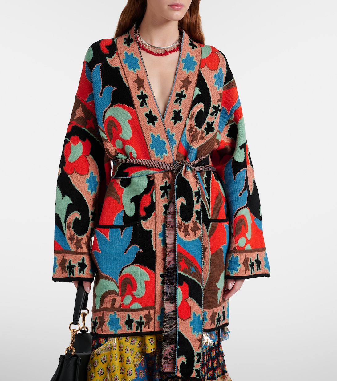 Cárdigan cárdigan envolvente en mezcla de lana en jacquard | Etro