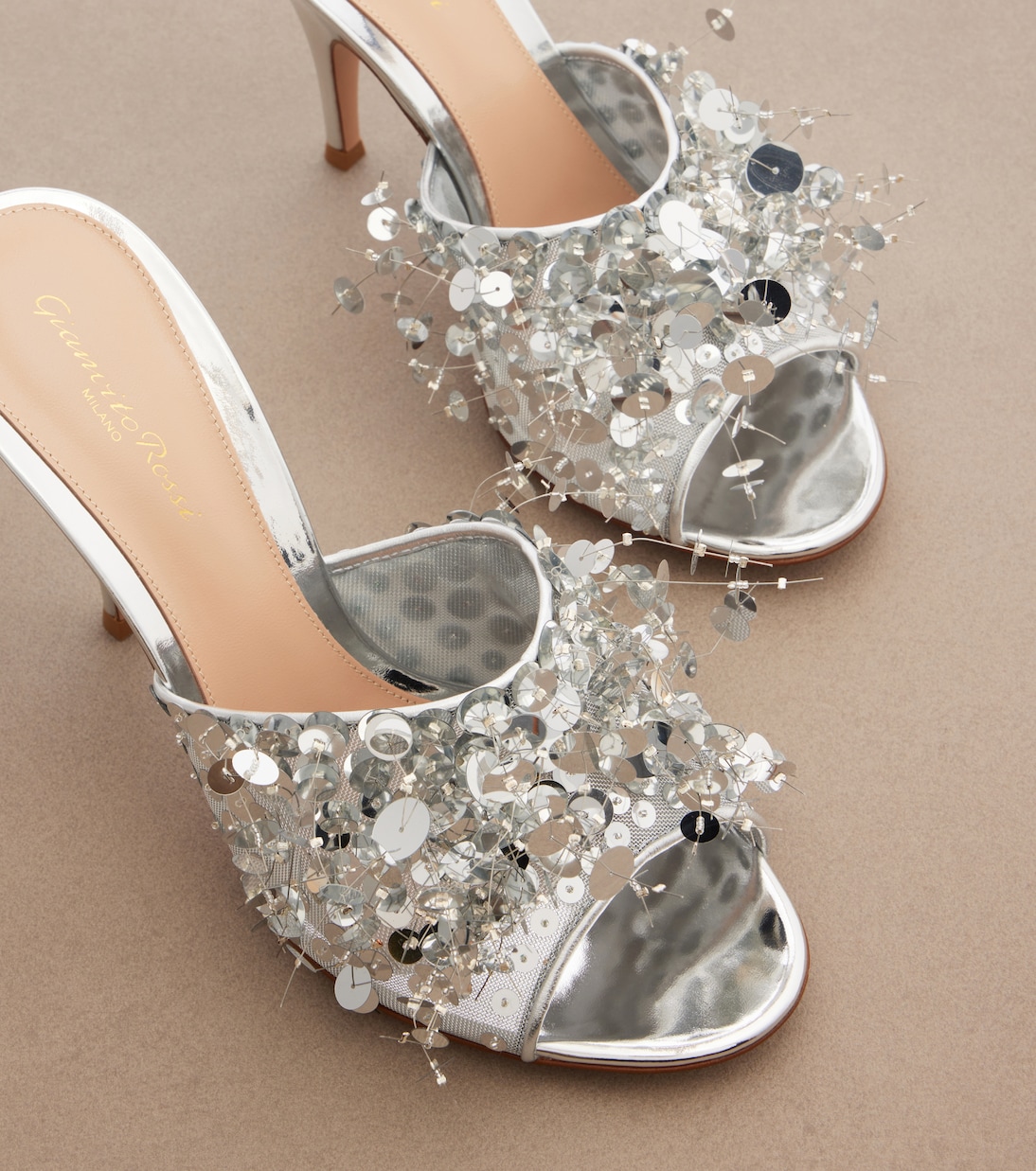 Mules Abyssa de malla con lentejuelas | Gianvito Rossi