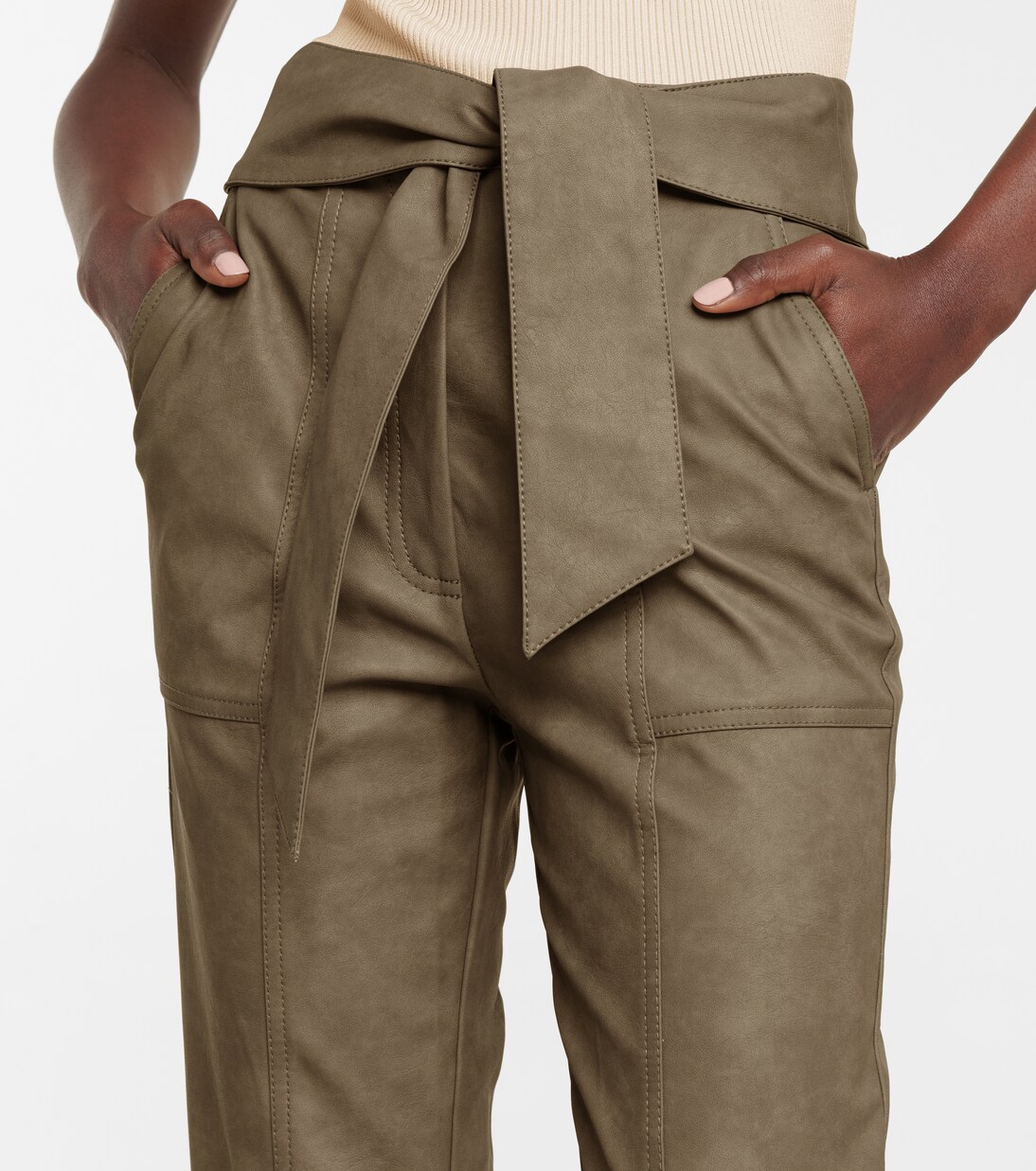 Pantalon Tessa en cuir synthétique à taille haute | Simkhai