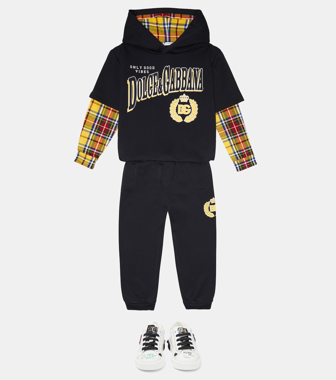 Sneakers in pelle con decorazioni e logo | Dolce&Gabbana Kids