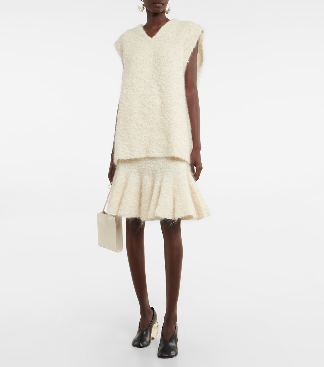 Jupe en mohair mélangé à basque | Jil Sander