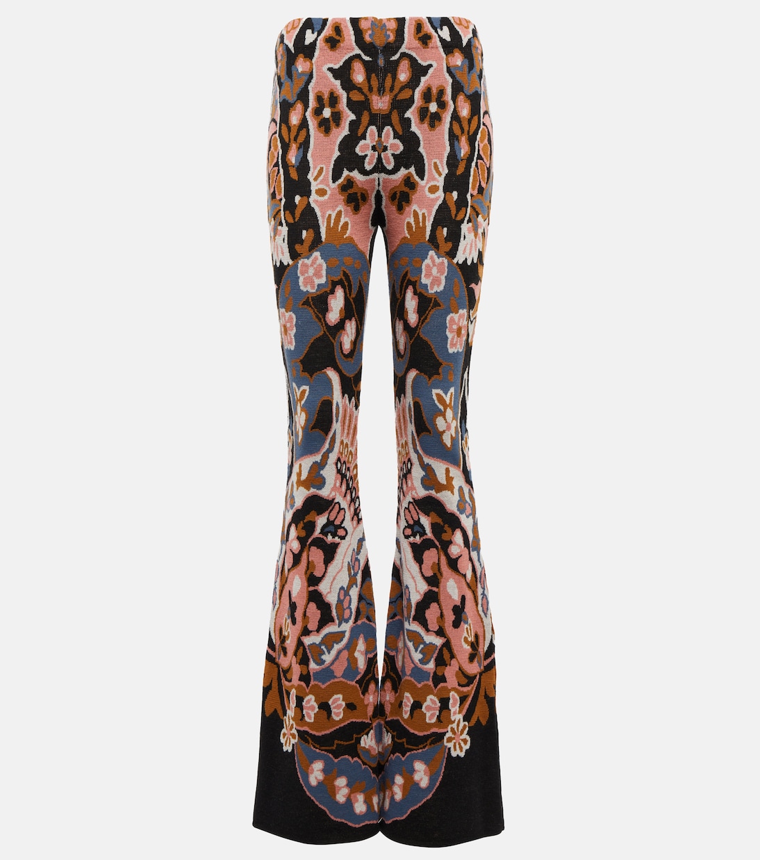 Floral high-rise flared wool pants | Etro