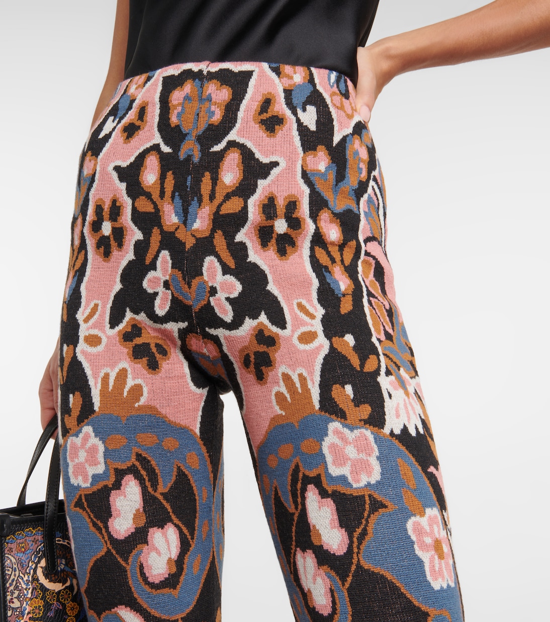 Floral high-rise flared wool pants | Etro