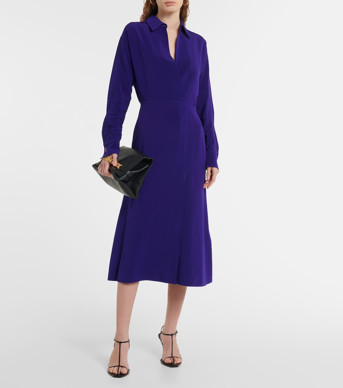 Abito midi a portafoglio in cady | Victoria Beckham