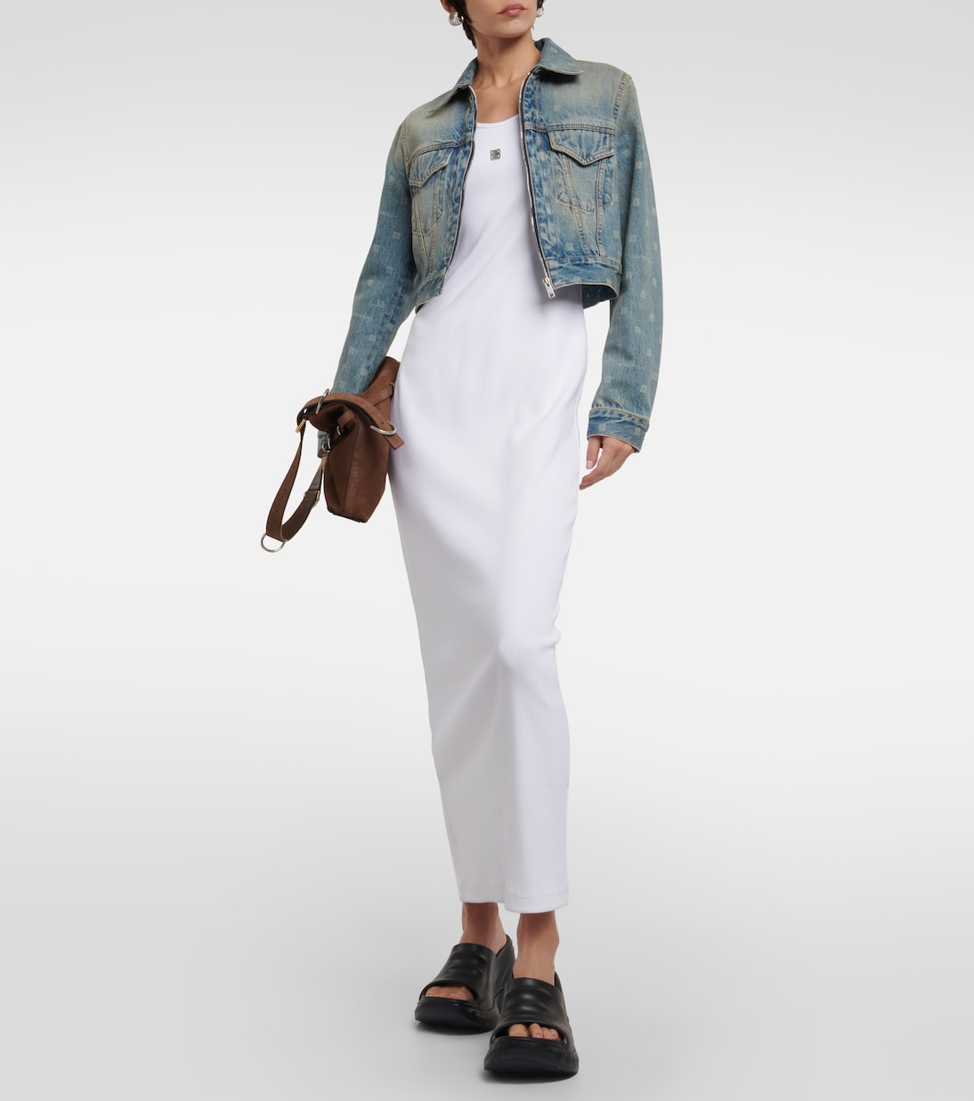 Abito lungo in jersey di cotone a coste | Givenchy