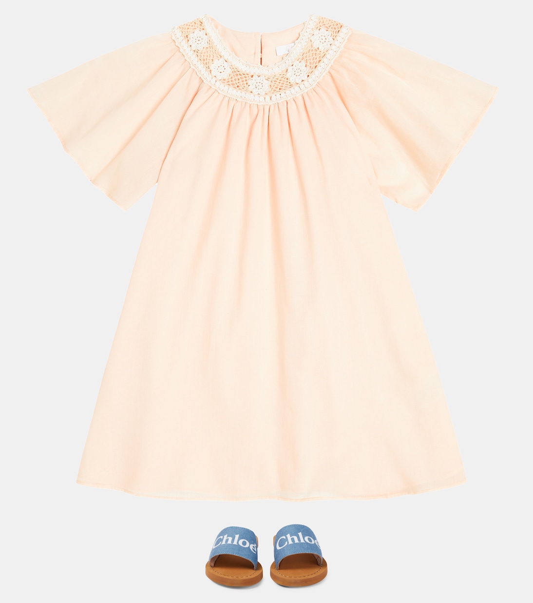 Kleid aus Baumwolle mit Häkelstrick | Chloé Kids