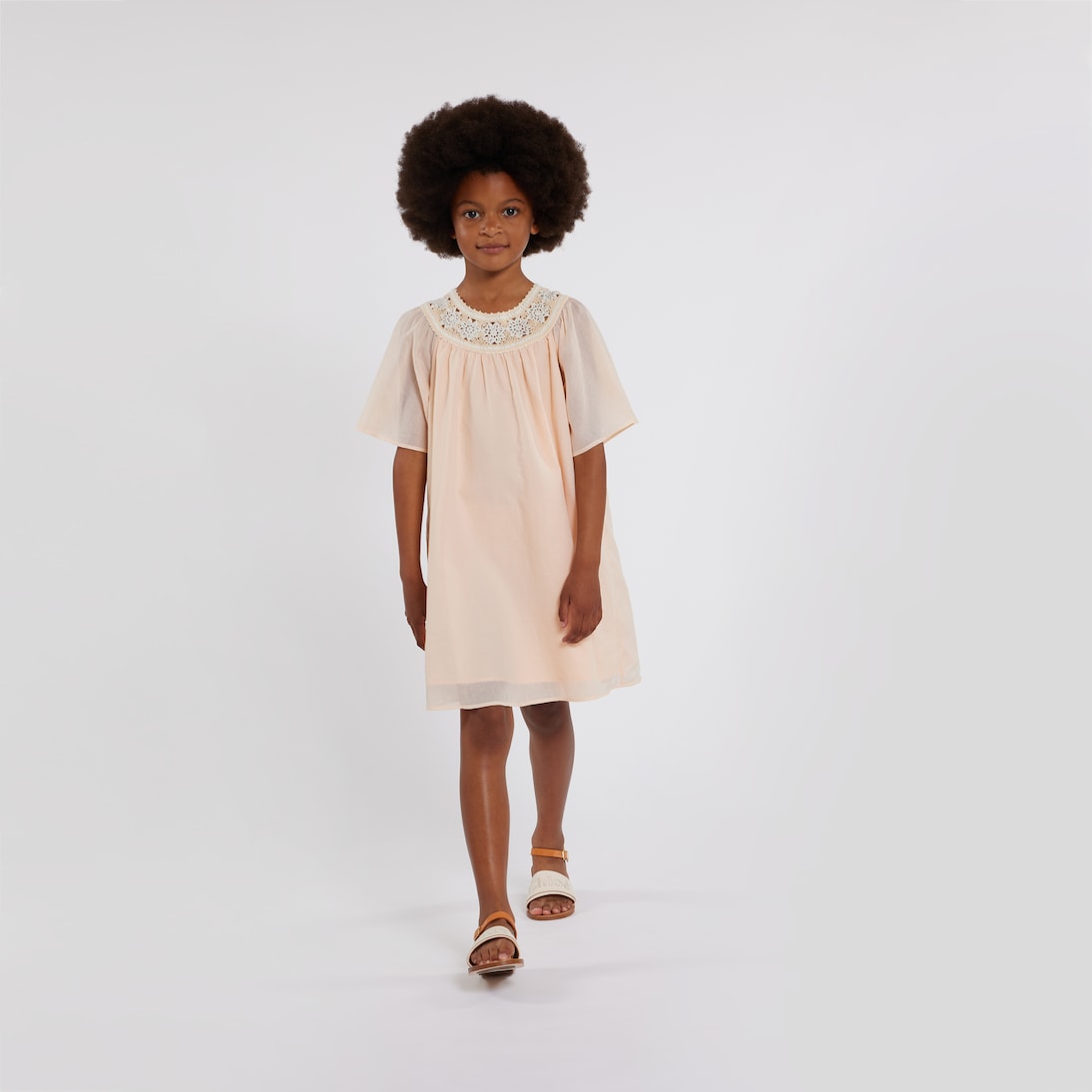 Kleid aus Baumwolle mit Häkelstrick | Chloé Kids