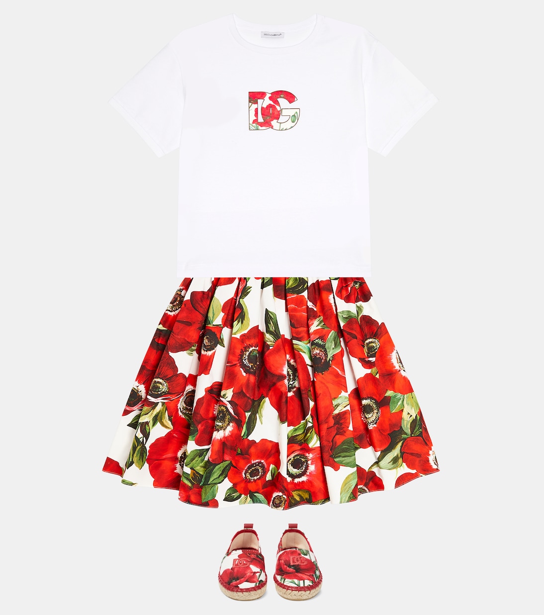 Jupe en coton à fleurs | Dolce&Gabbana Kids
