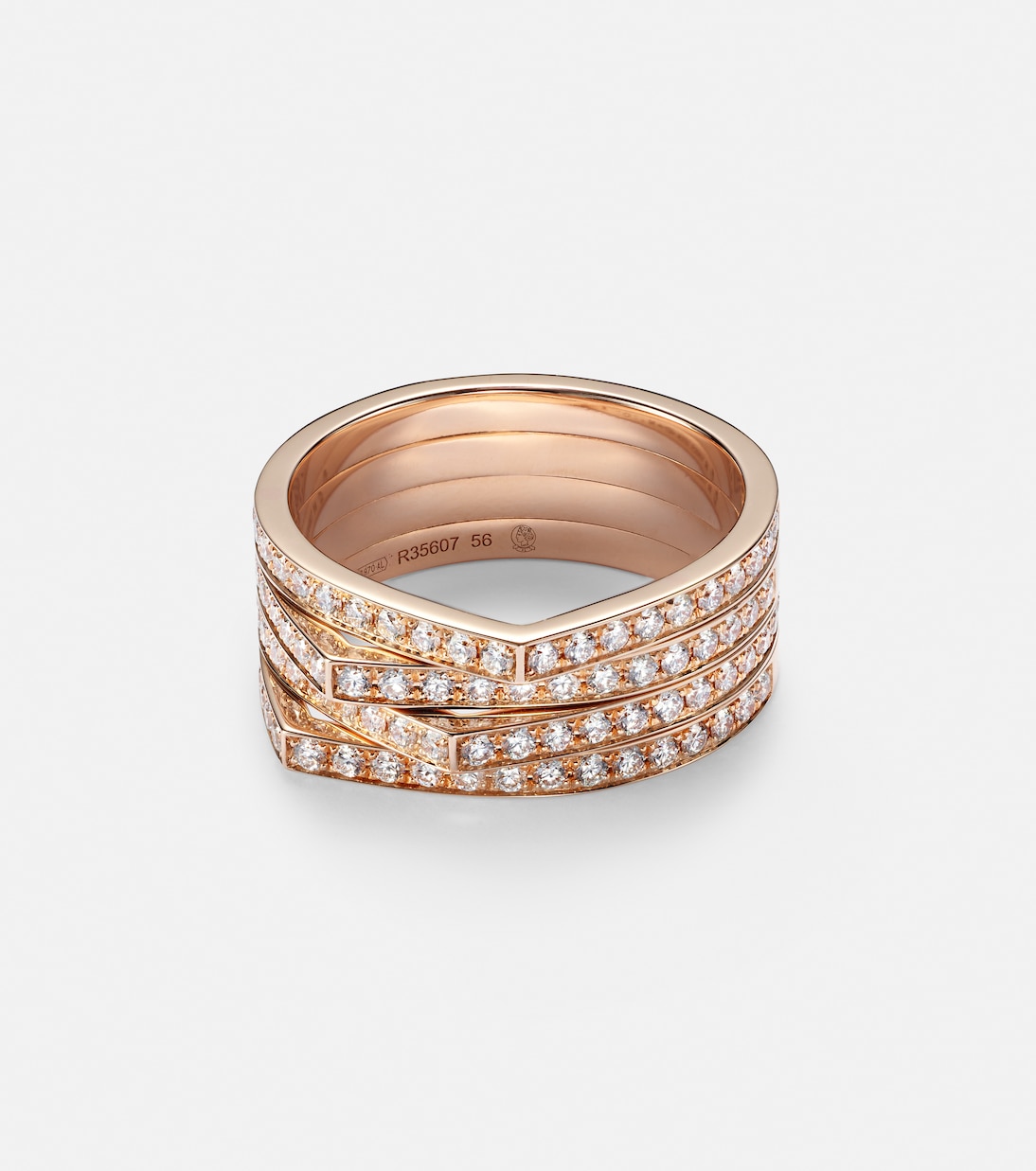 Anello Antifer 4 Rows in oro rosa 18kt con diamanti | Repossi