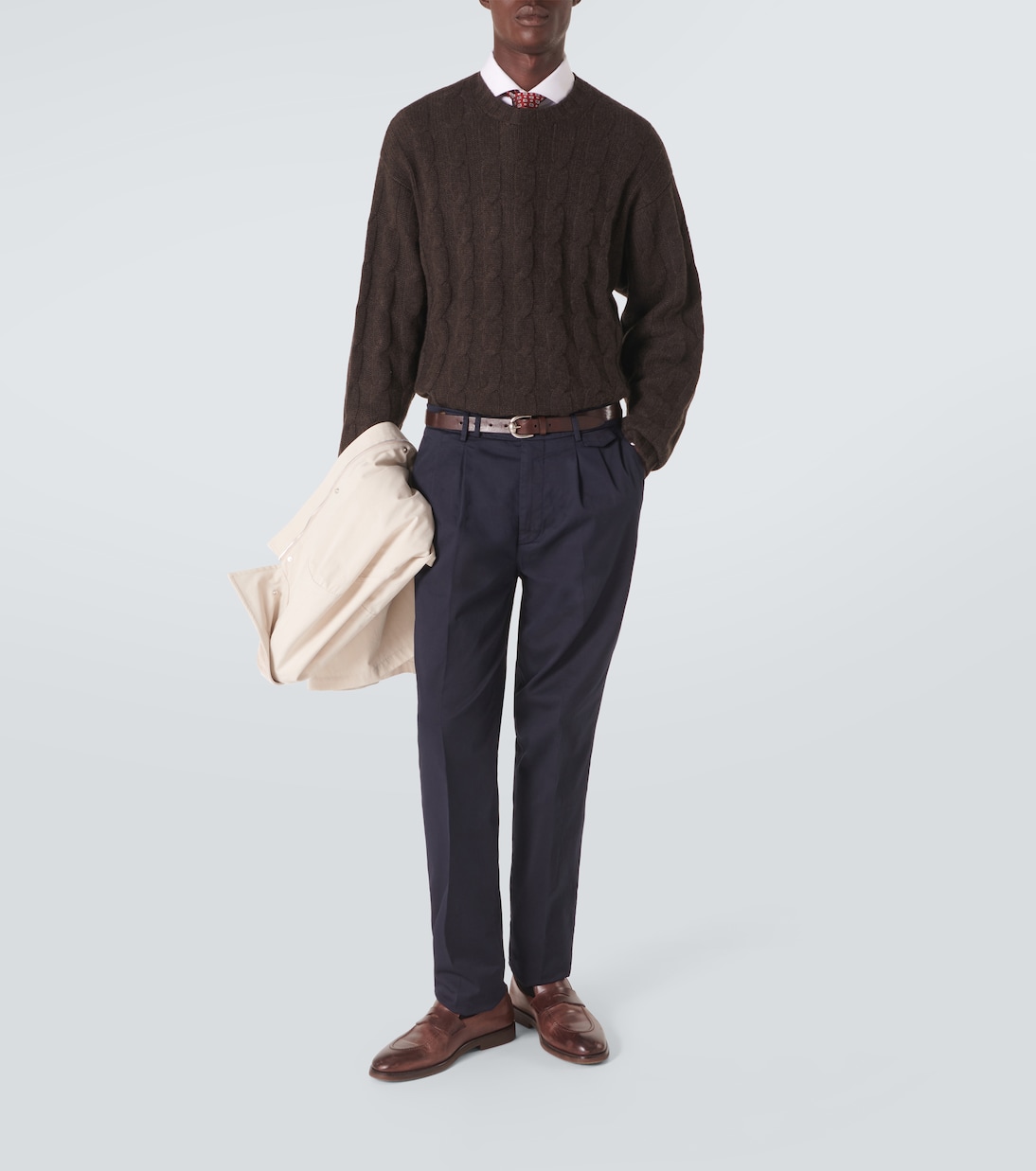 Pantalon chino à taille mi-haute en coton mélangé | Brunello Cucinelli