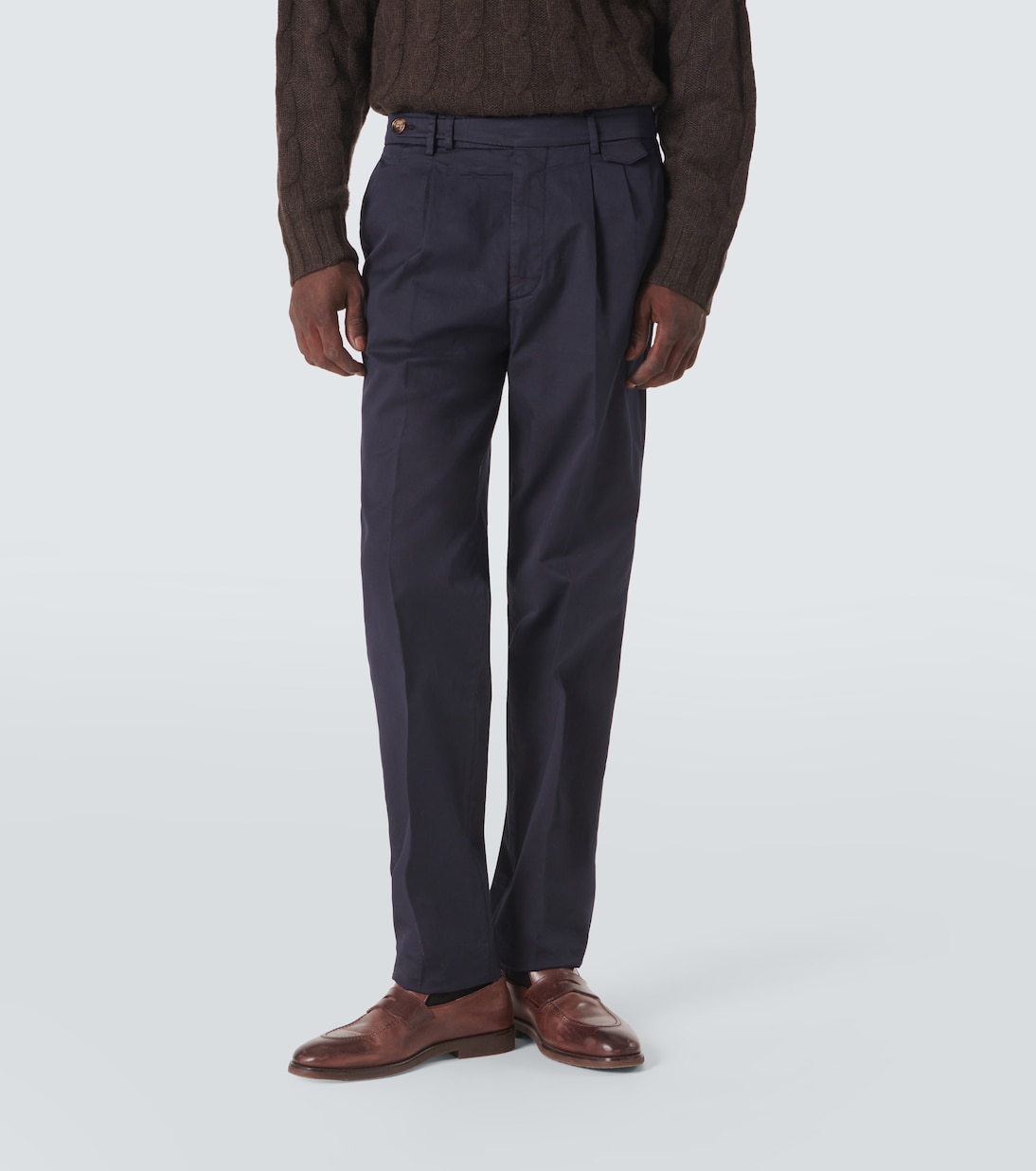 Pantalon chino à taille mi-haute en coton mélangé | Brunello Cucinelli