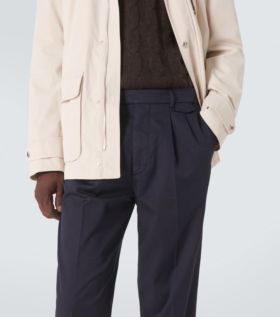 Pantalon chino à taille mi-haute en coton mélangé | Brunello Cucinelli