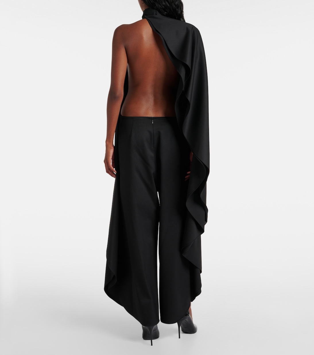 Open-back wool grain de poudre jumpsuit | Alaïa