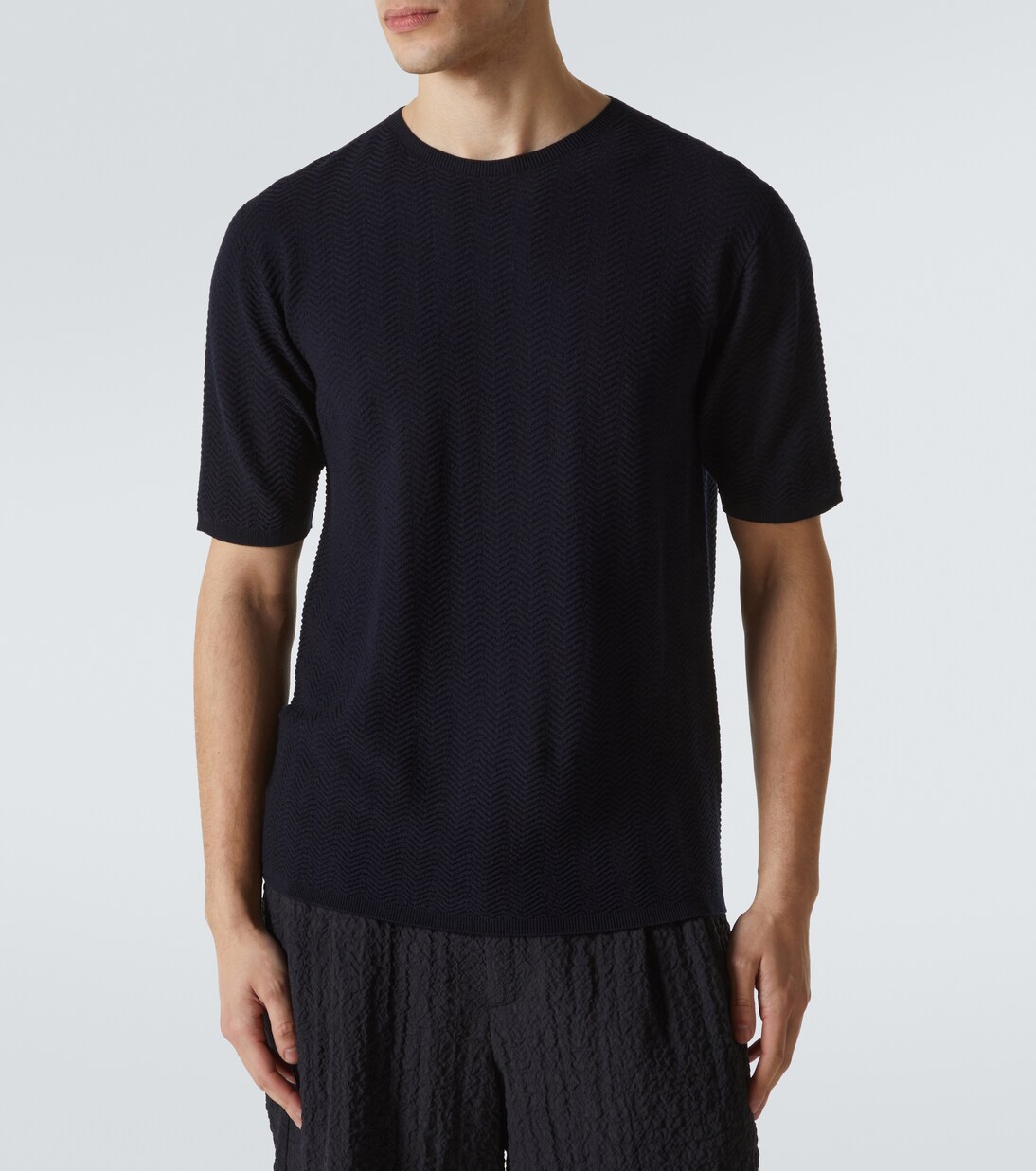 Camiseta de mezcla de lana espigada | Giorgio Armani
