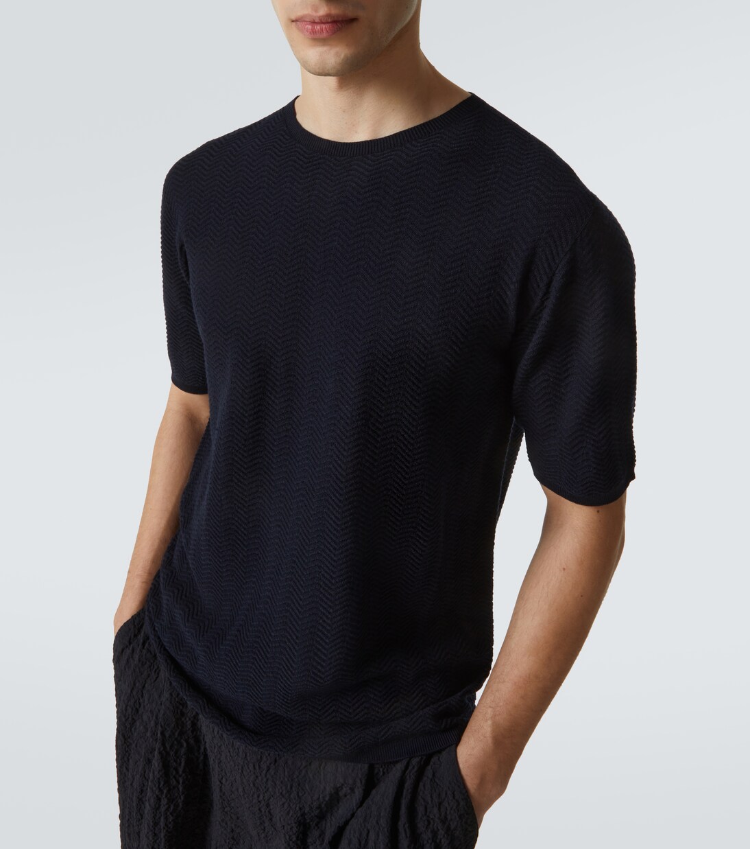 Camiseta de mezcla de lana espigada | Giorgio Armani