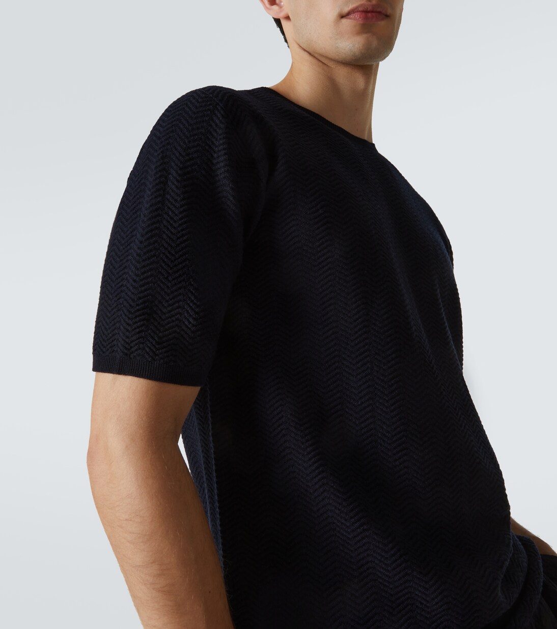 Camiseta de mezcla de lana espigada | Giorgio Armani