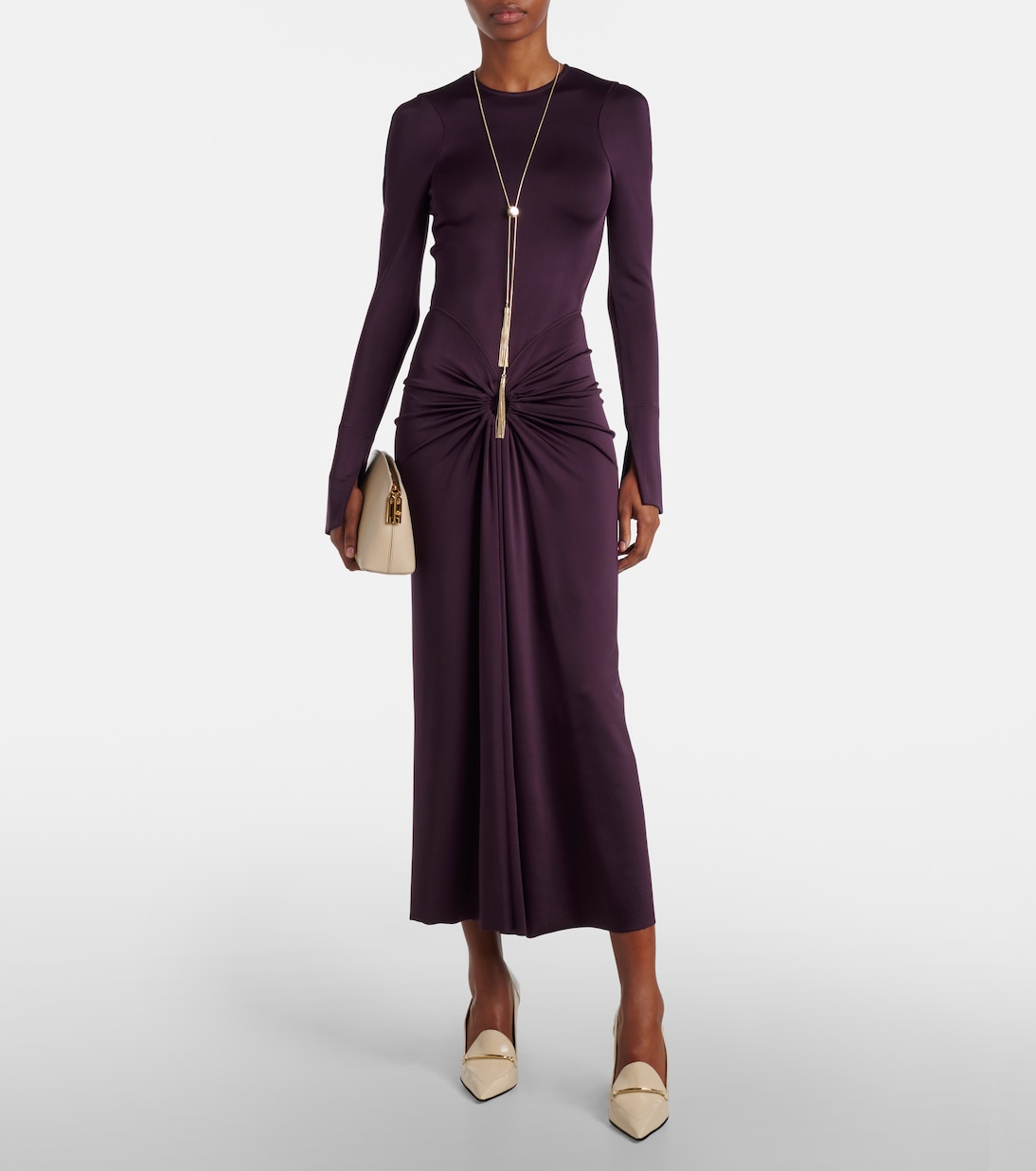 Vestido midi fruncido de jersey | Victoria Beckham