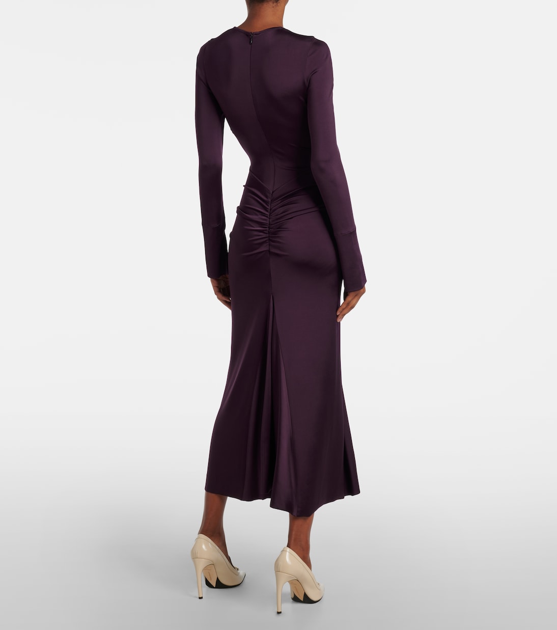 Vestido midi fruncido de jersey | Victoria Beckham
