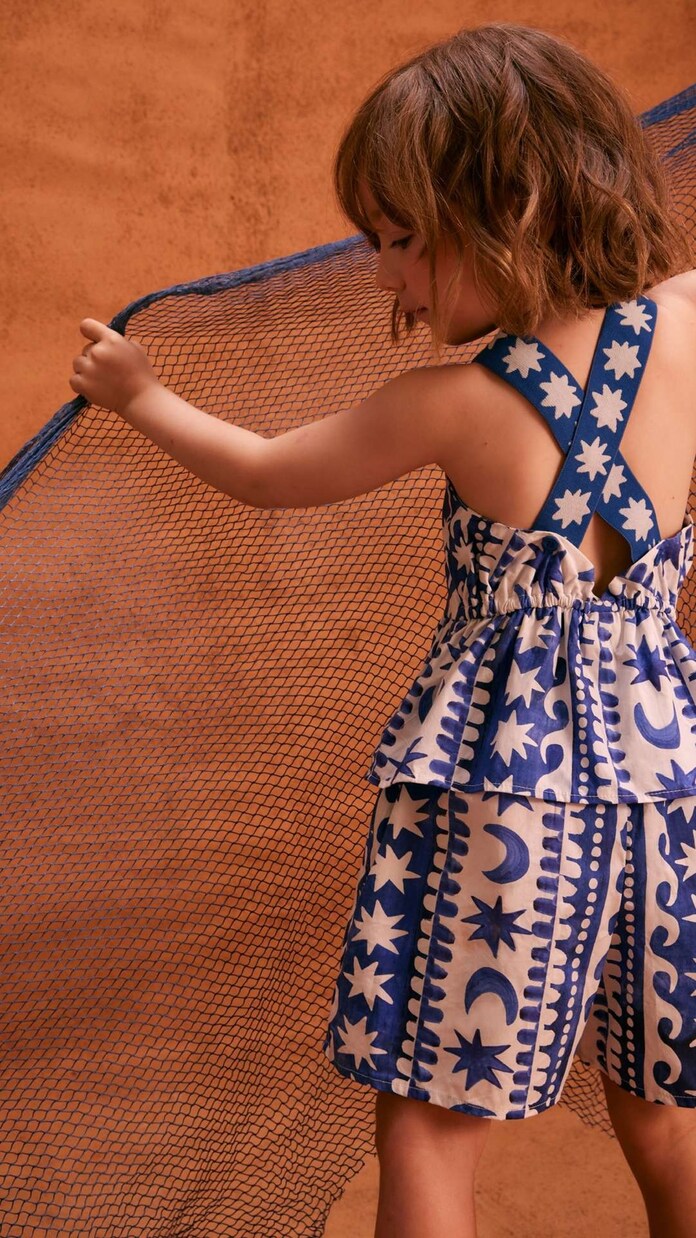 Jumpsuit corta in cotone con stampa | Fábula