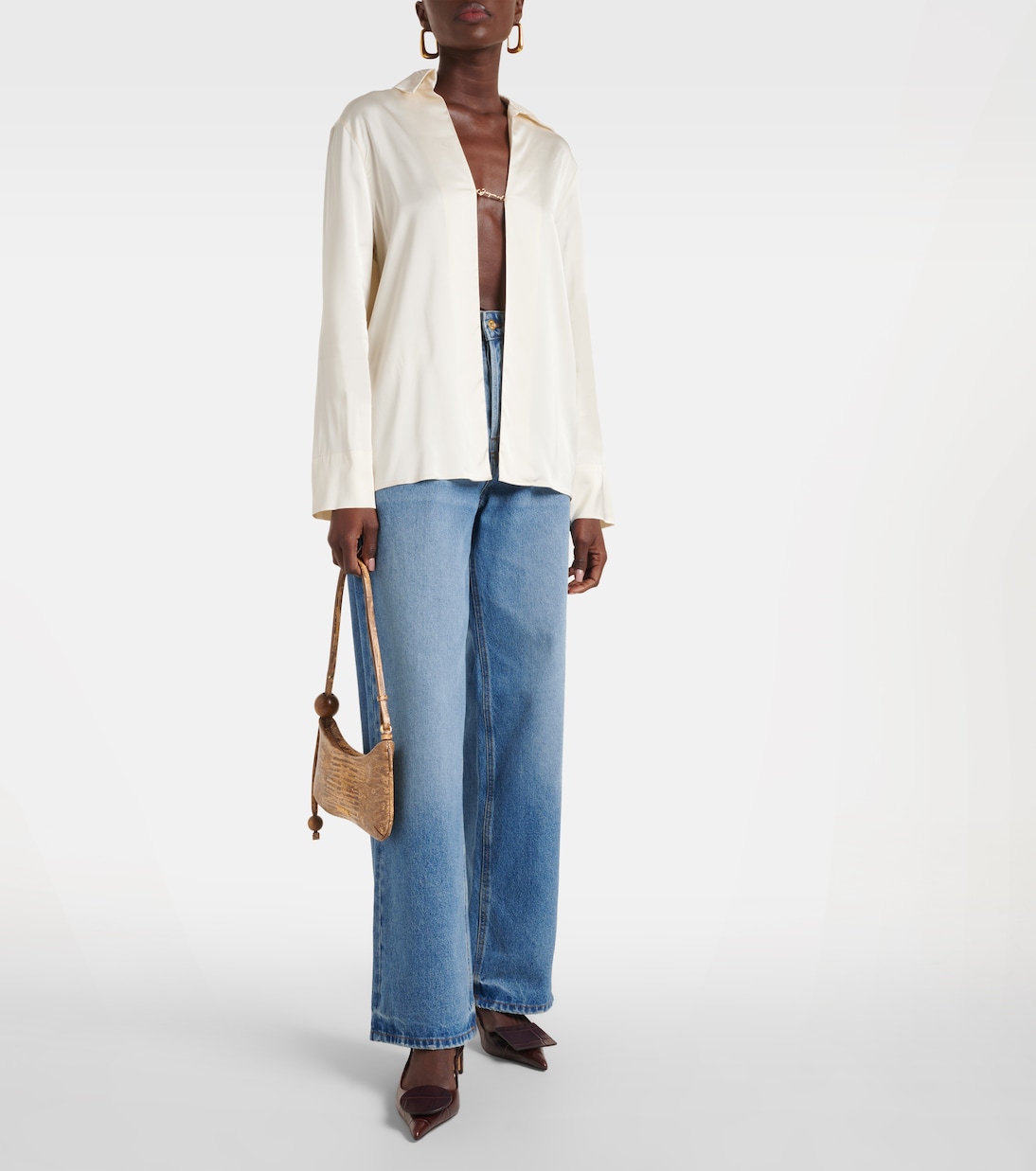 Bisou Perle croc-effect leather shoulder bag | Jacquemus