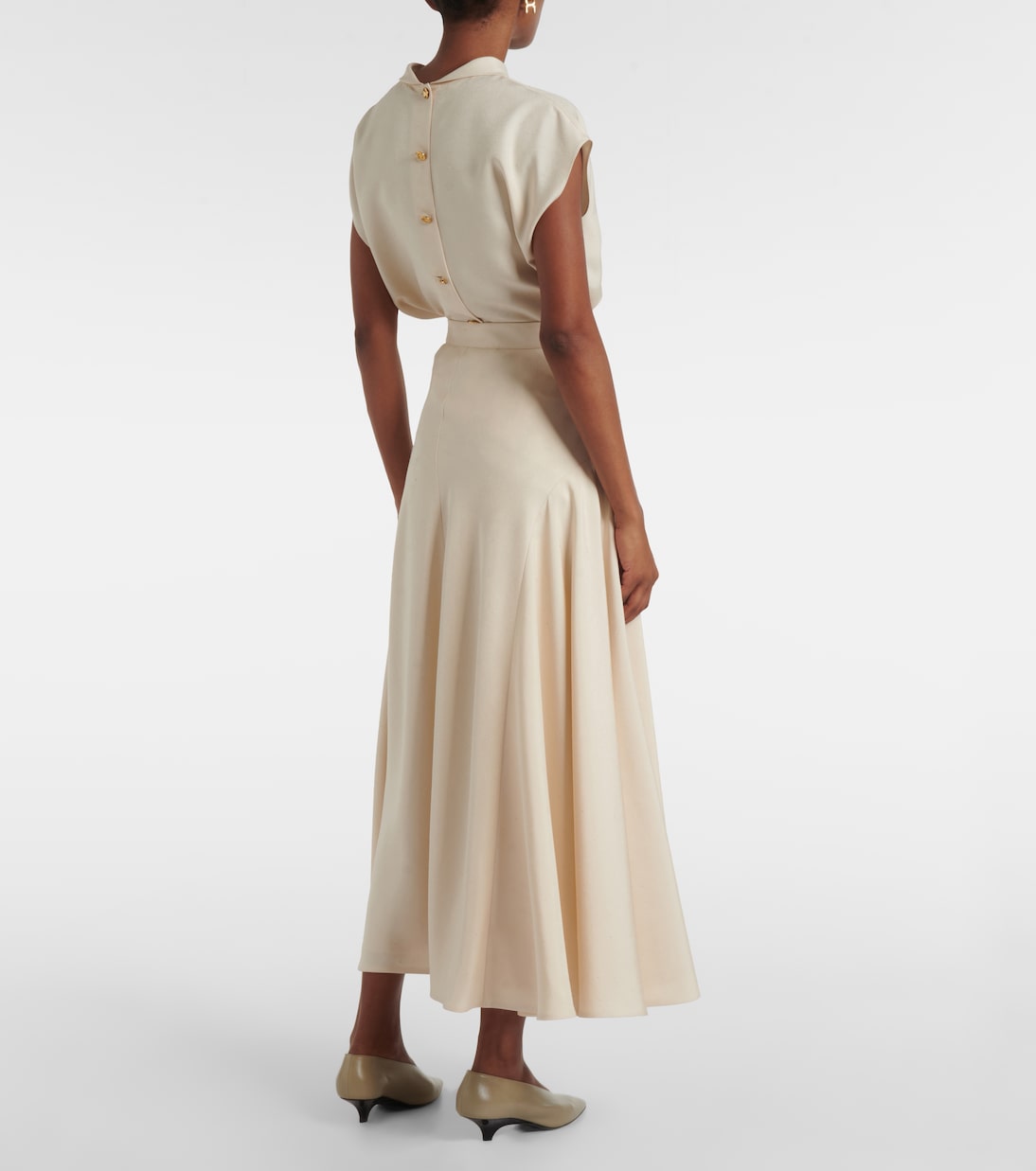 Jupe midi Giustina en soie à taille haute | Loro Piana