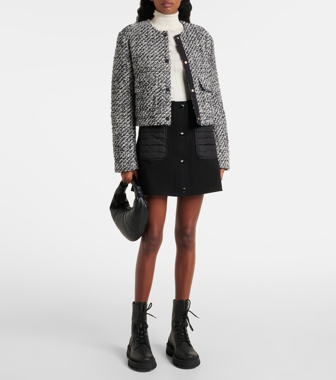 Piumino cropped Dauphine in tweed | Moncler