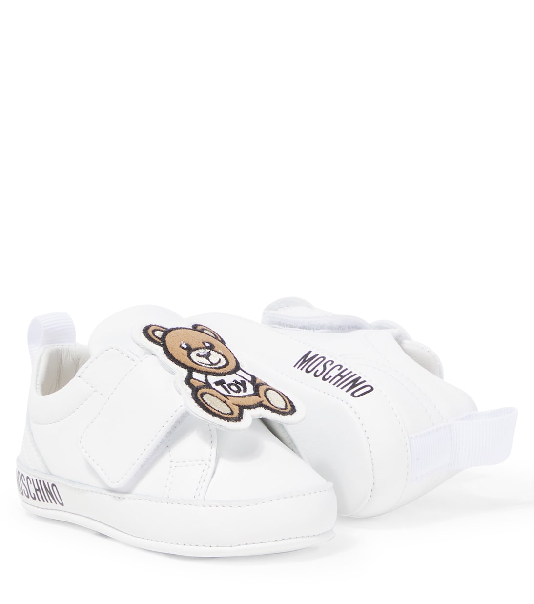 حذاء سنيكرز لمولود جديد من الجلد Teddy Bear | Moschino Kids