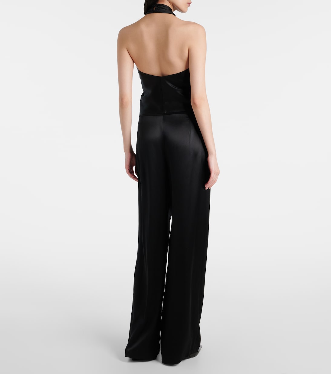 Draped halterneck silk charmeuse top | The Sei