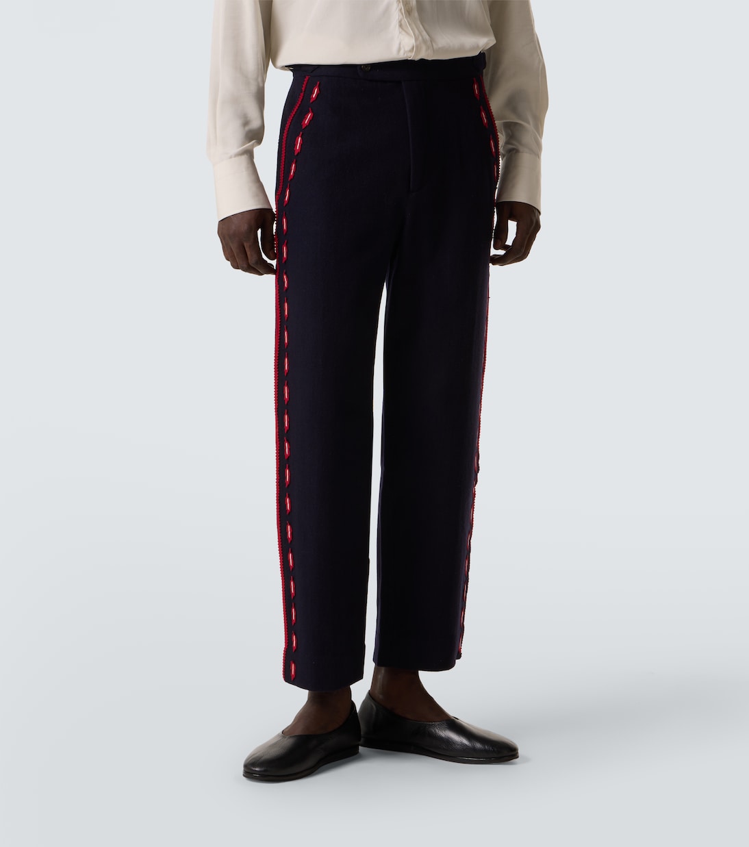 Carroll embroidered wool straight pants | Bode