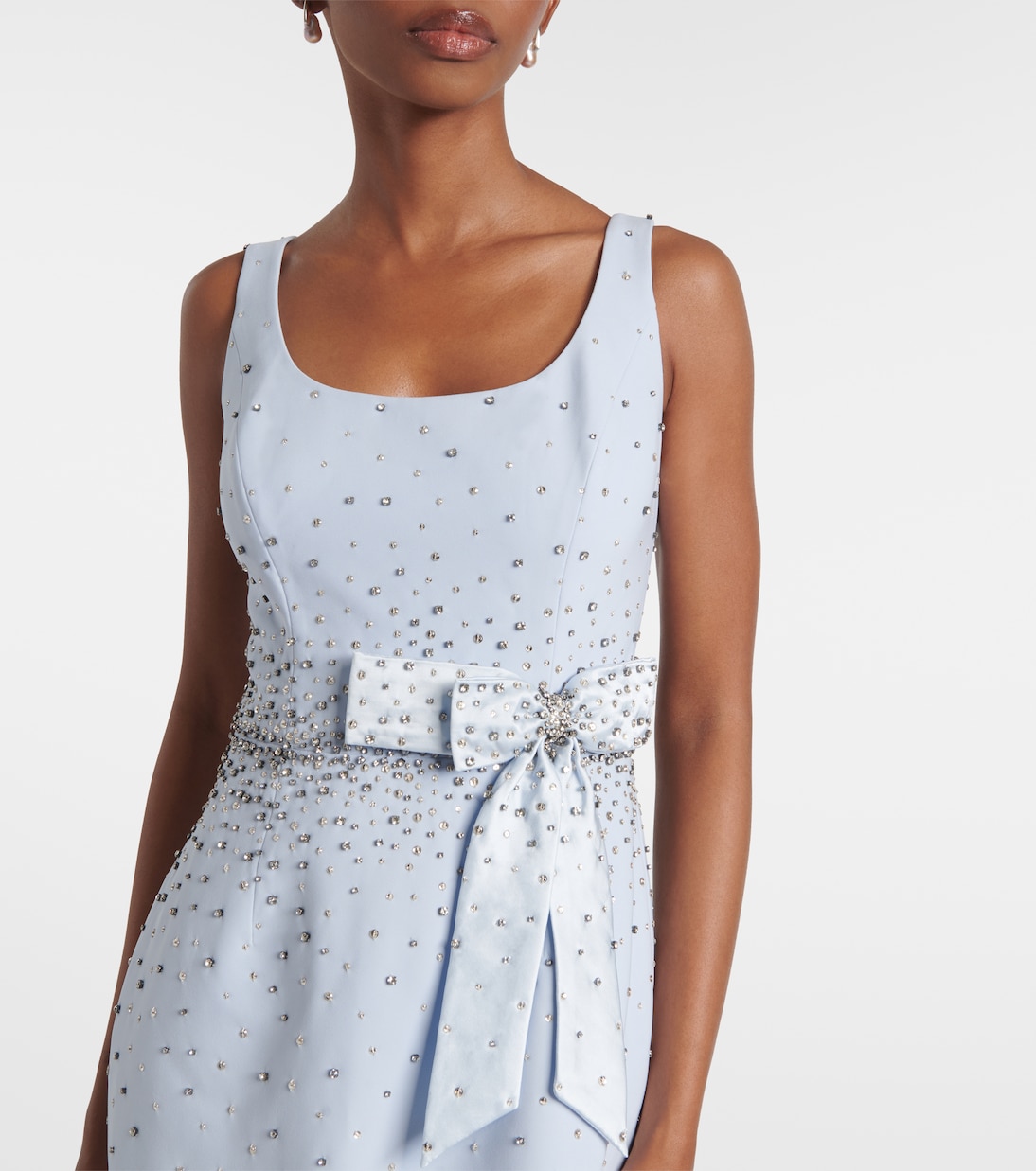 Bow-detail crystal-embellished midi dress | Carolina Herrera