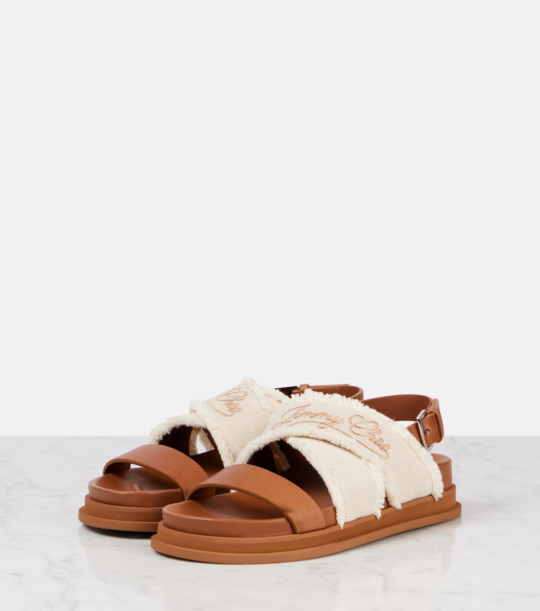 Sandali Joa in canvas e pelle con ricamo | Jimmy Choo