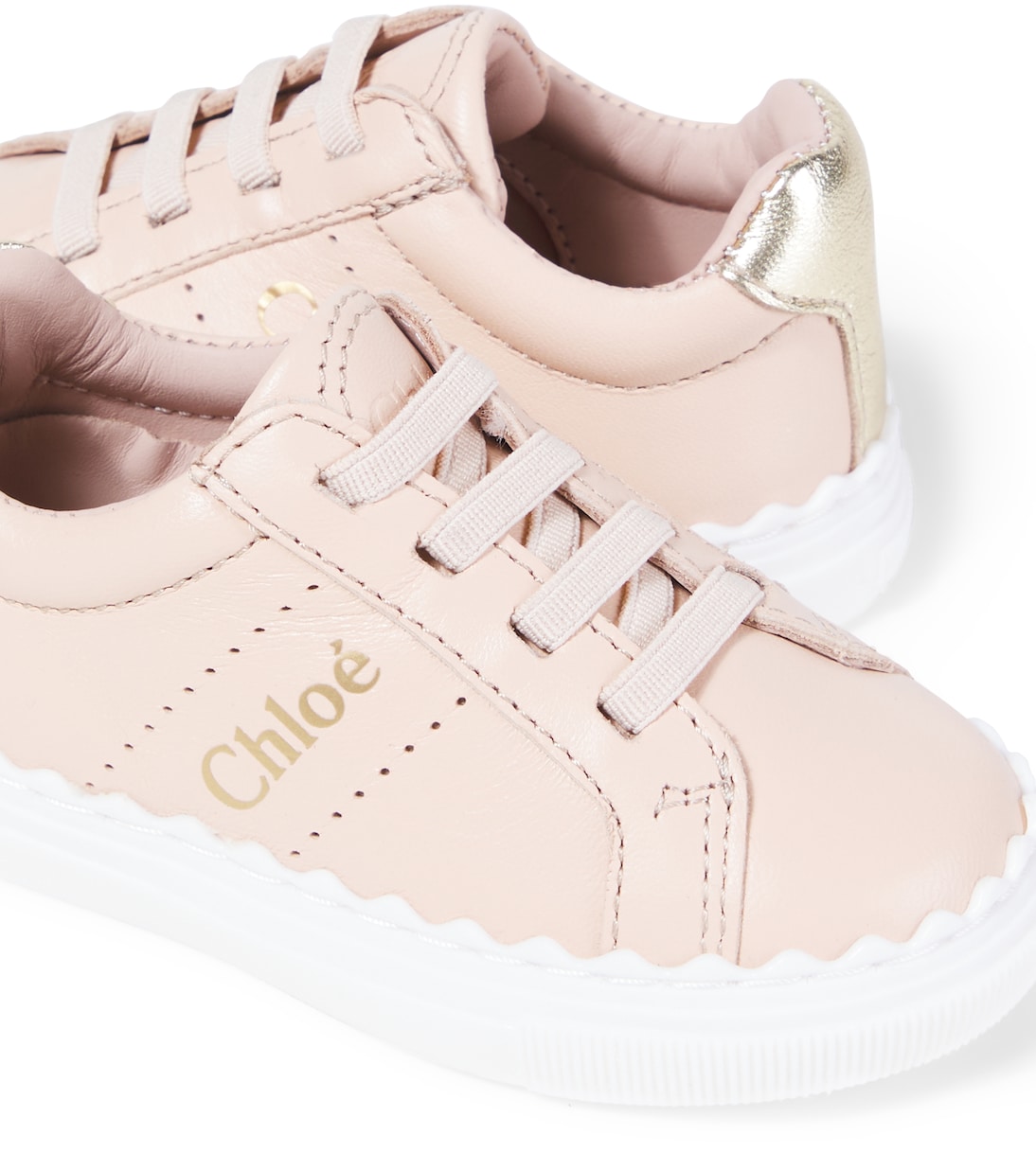 Baby Lauren scalloped leather sneakers | Chloé Kids