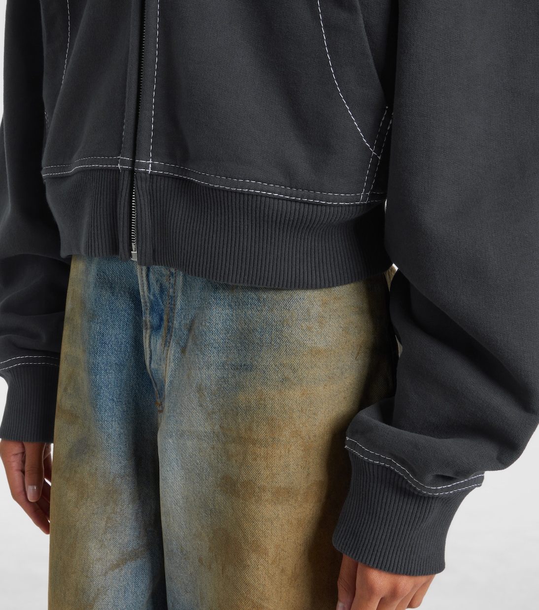 Logo cotton fleece zip-up sweatshirt | Acne Studios