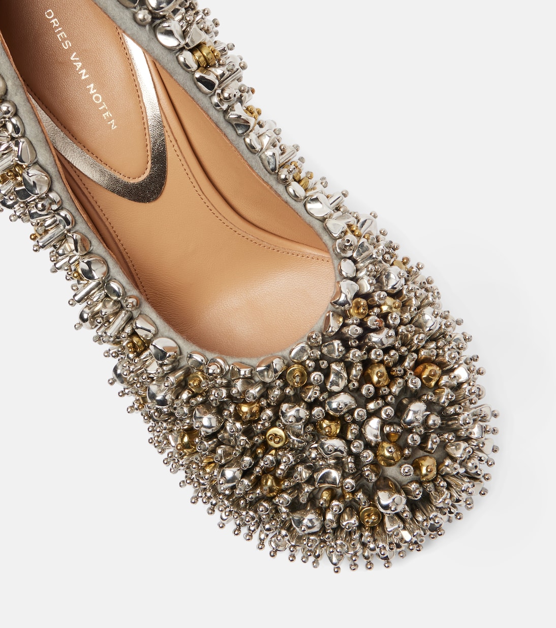Embellished leather-trimmed pumps | Dries Van Noten