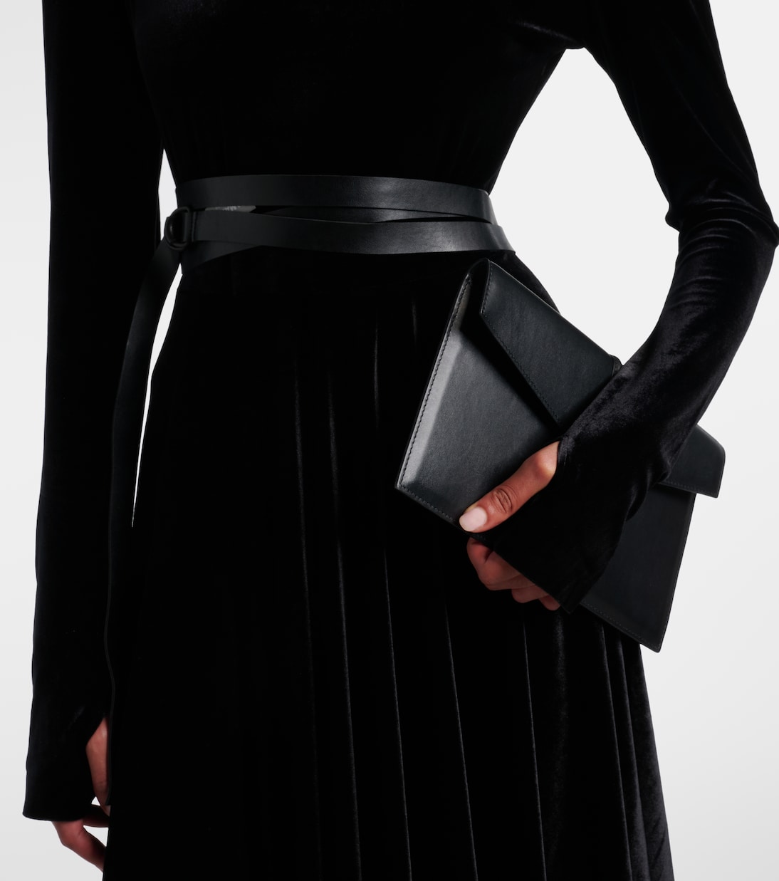 Flared turtleneck velvet midi dress | Norma Kamali