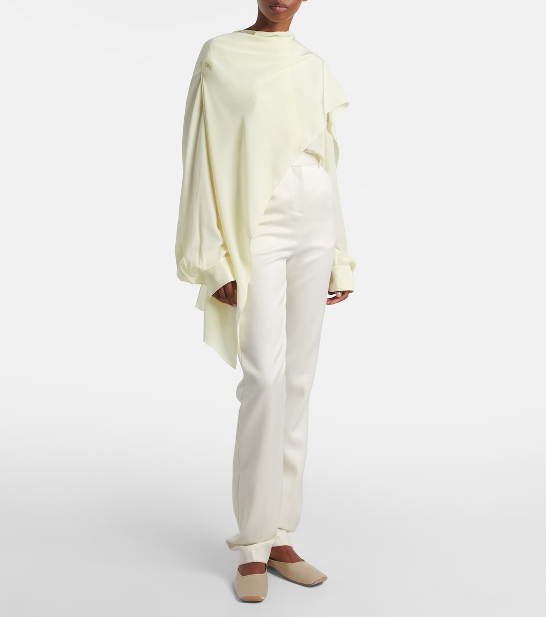 Pantalones slim Lucia de lana y seda de tiro alto | Calvin Klein